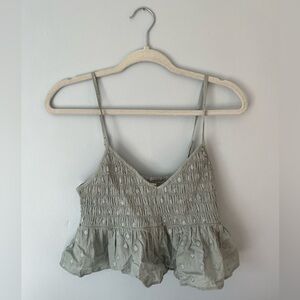 Urban Outfitters Sage Green Smocked Ruffle Cami